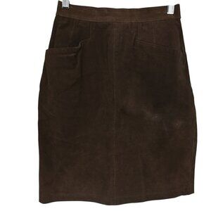 Vintage Brown Suede Pencil Skirt Size 4 Bagatelle Pockets 90s Y2K Leather